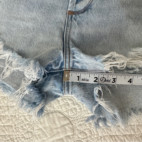 AGOLDE Jaden Womens High Rise Denim Cut Off Shorts Distressed Light Blue Sz 23 - Picture 8 of 11